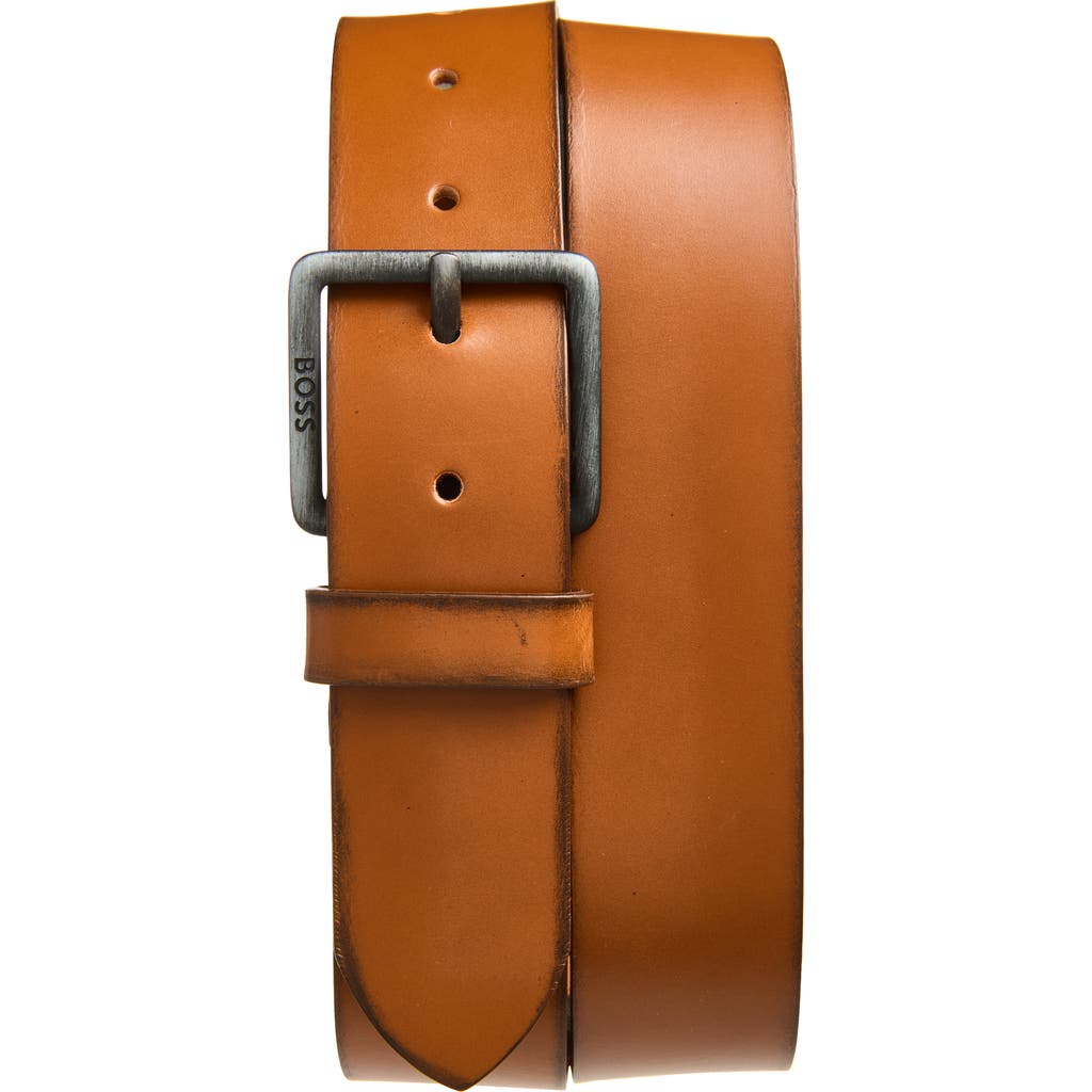 Hugo Boss Boss Jeeko Leather Belt In Brown