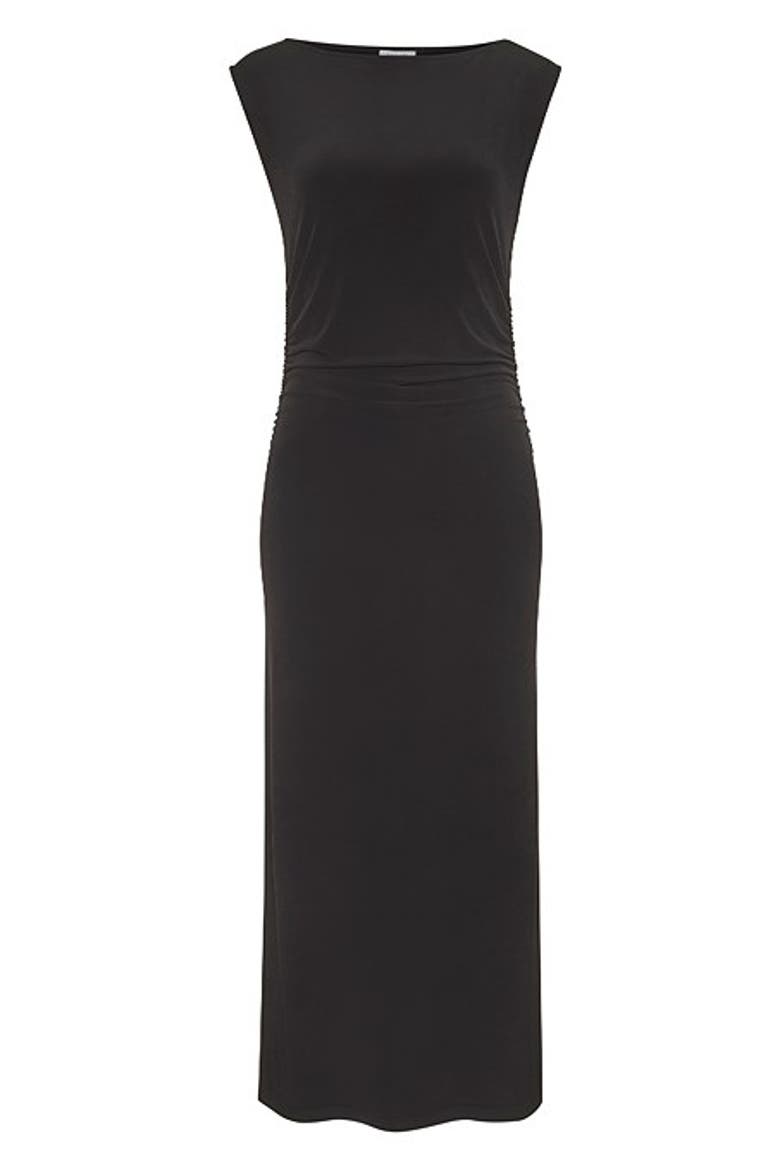 Women's Boat Neck Fitted Maxi Dress, Alternate, color, Black