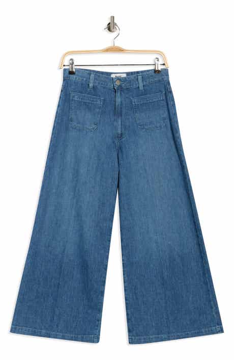 PAIGE Lennie Patch Pocket Crop Wide Leg Jeans