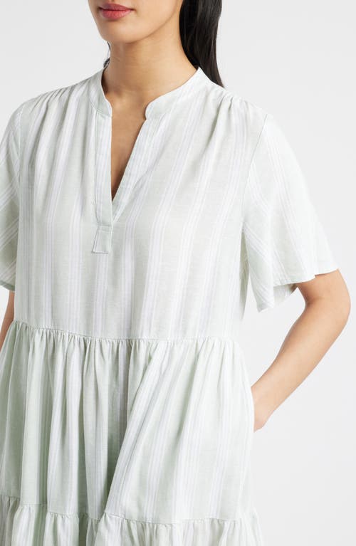 Caslon ® Easy Tiered Linen Blend Shift Dress In White