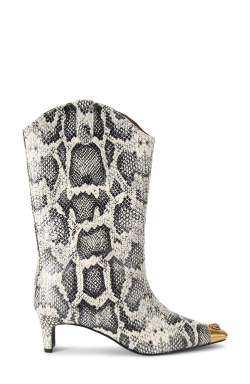 Kurt Geiger Women's Regent Snip Toe High Heel Snake Embossed Boots In Open White
