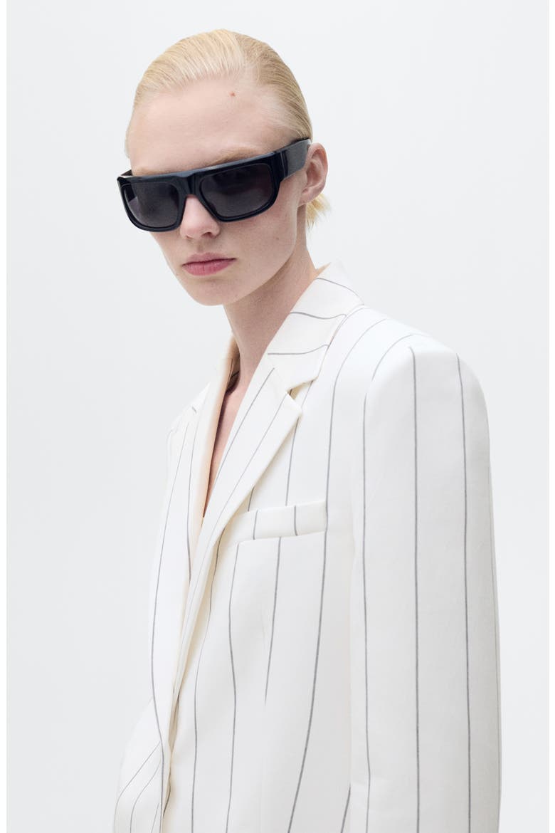 Pinstripe Suit Jacket, Alternate, color, WHITE