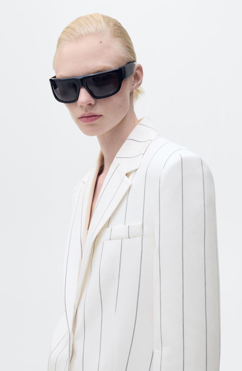 MANGO Pinstripe Suit Jacket, Alternate, color, White