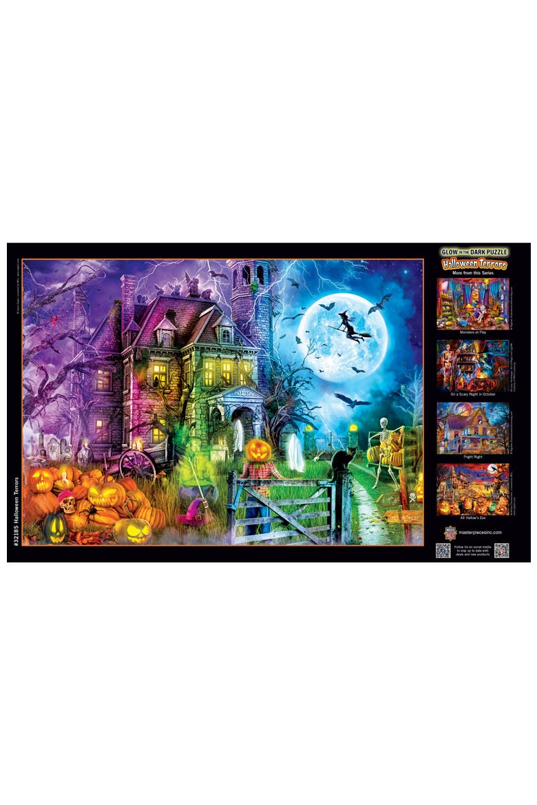 Halloween Terrors 500 Piece Glow Puzzle, Alternate, color, Multicolor