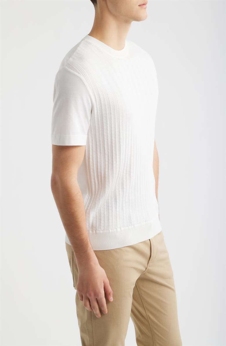 BOSS Tesar Textured Cotton & Silk T-Shirt, Alternate, color, Open White