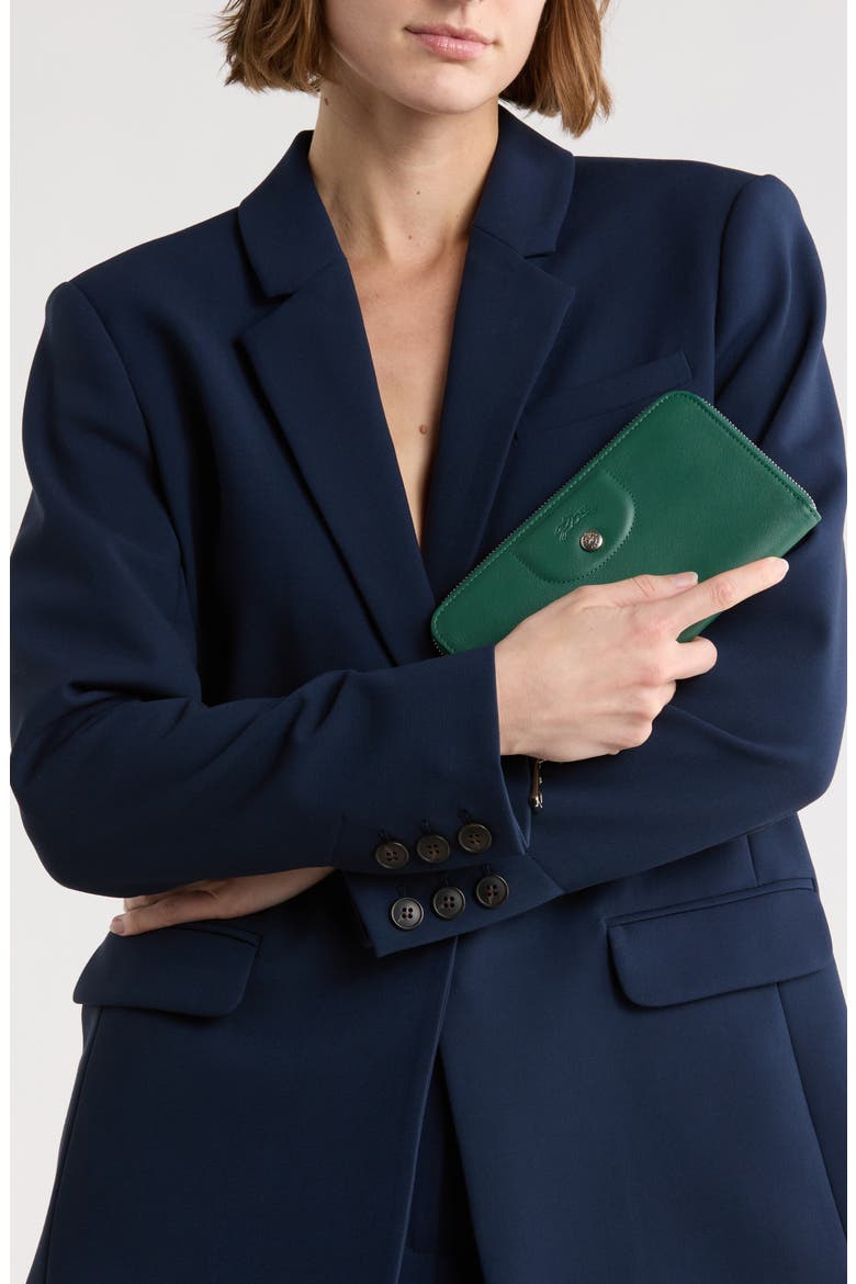 Le Pilage Cuir Zip Wallet, Alternate, color, EMERALD GREEN