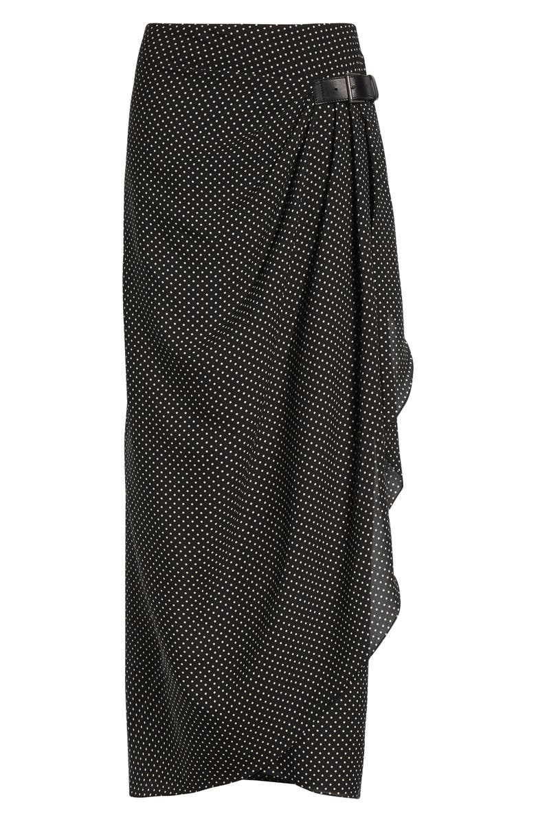 TOM FORD Polka Dot Silk Sable Faux Wrap Skirt, Main, color, Black/ Off White