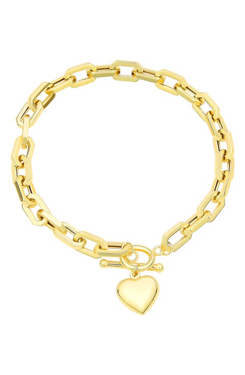 Heart Charm Toggle Bracelet
