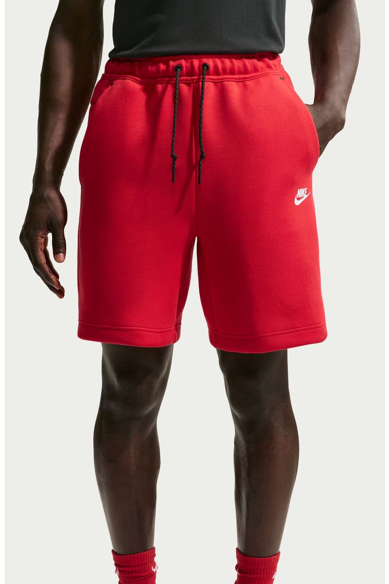 Tech Fleece Drawstring Shorts, Alternate, color, SPEED RED/ WHITE