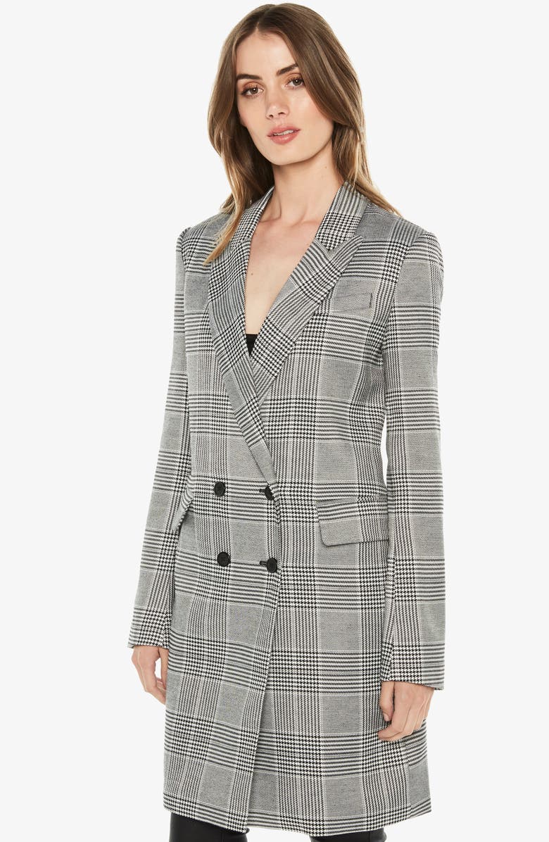 Bardot Plaid Coat, Alternate, color, Monocheck