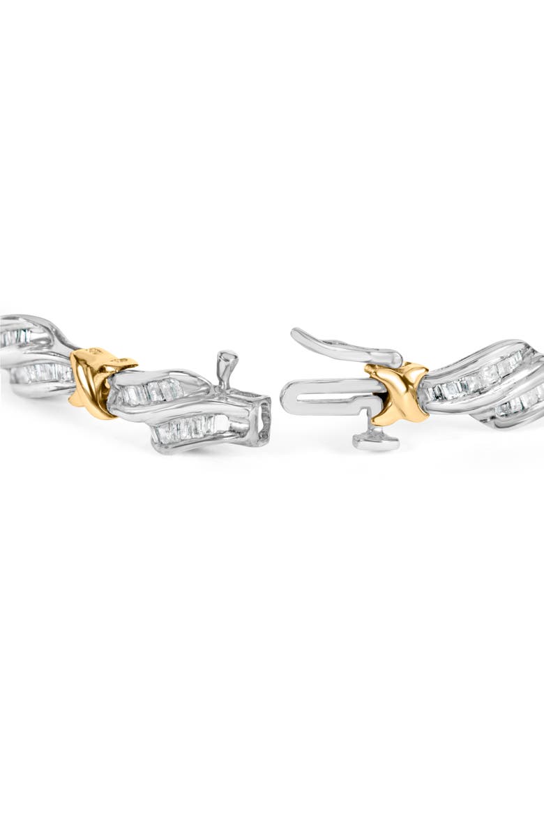 10k Two-Toned Gold 2.00 Cttw Diamond Weave and "X" Spiral Link Bracelet, Alternate, color, Yellow