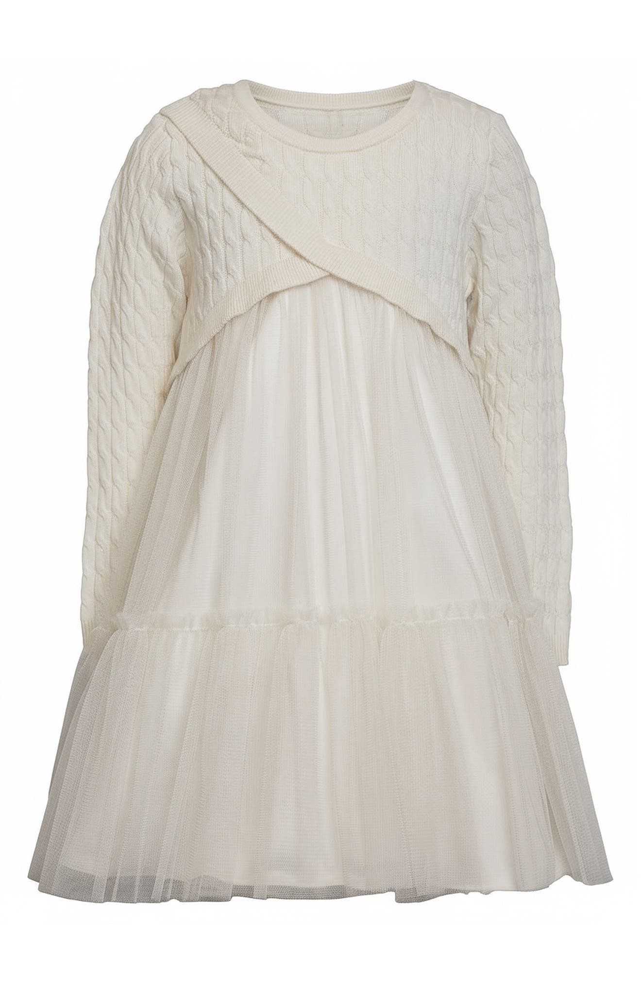 Kids' Mixed Media Long Sleeve Dress