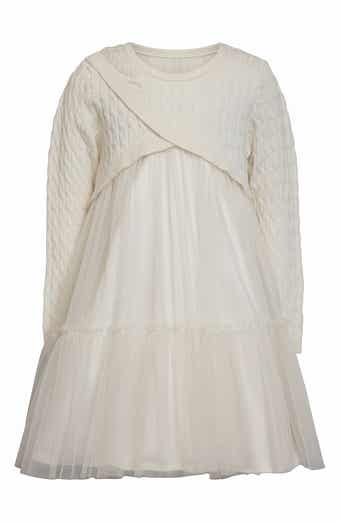 Kids' Mixed Media Long Sleeve Dress