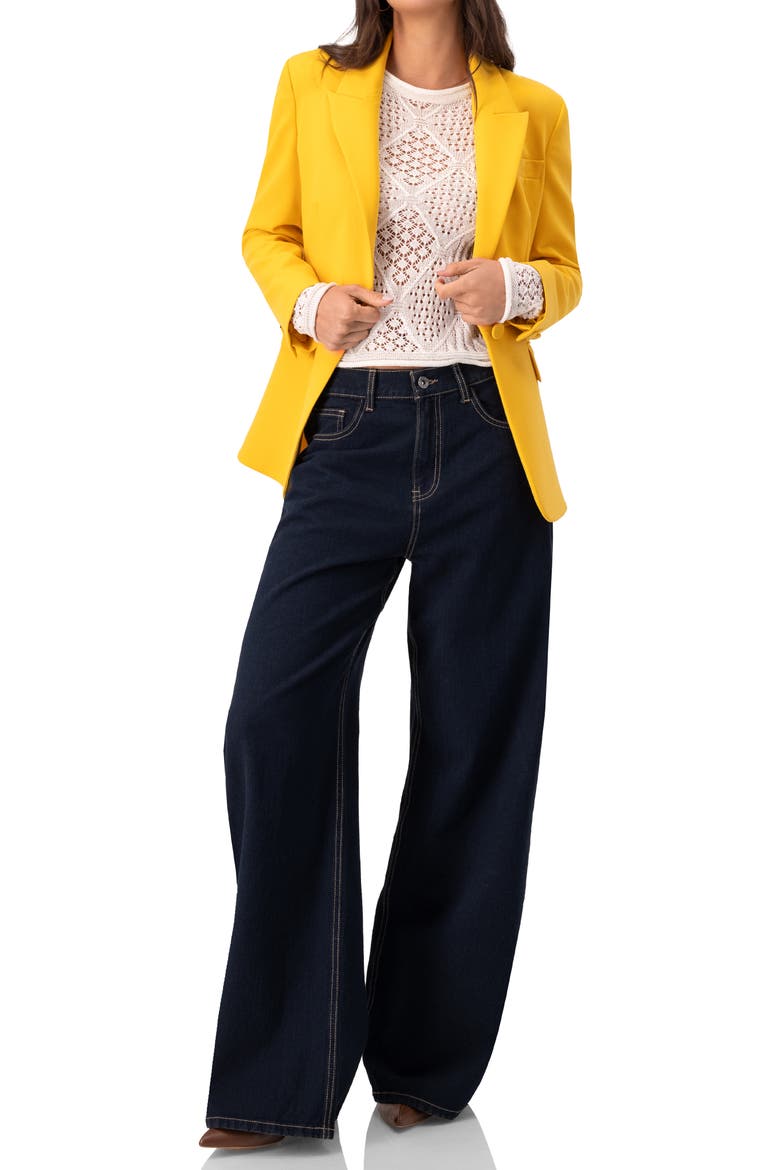 Tailored Blazer with Flap Pockets, Alternate, color, Yellow