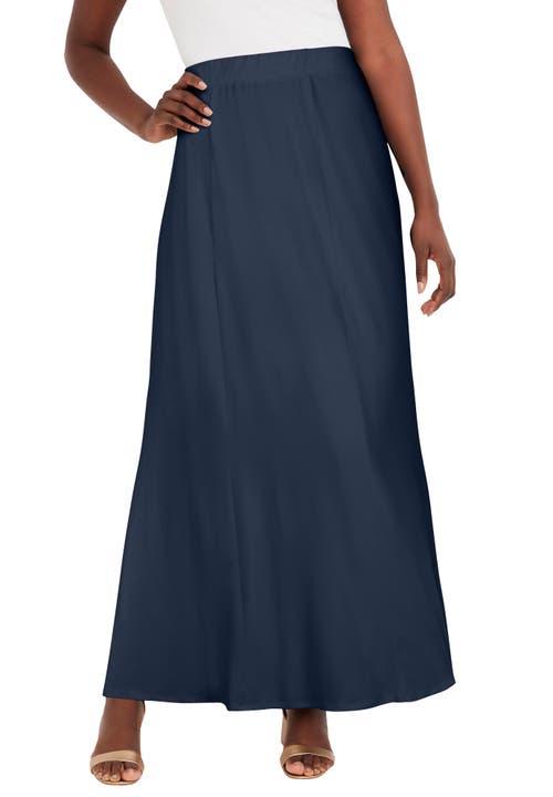 Jessica London Stretch Knit Maxi Skirt In Blue