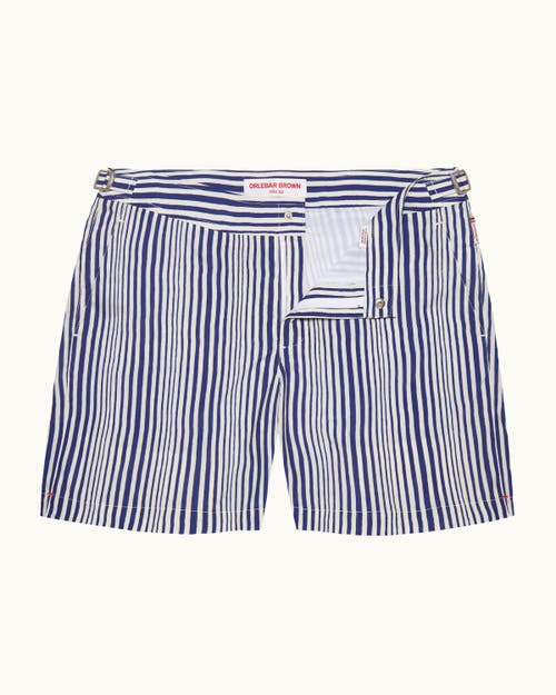 Orlebar Brown Bulldog Mid-length Swim Shorts In Blue/white