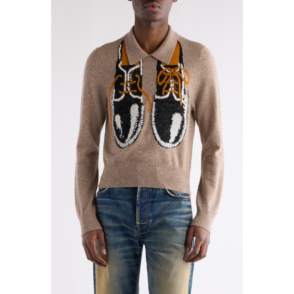 Acne Studios Yak Wool Polo Sweater In Brown