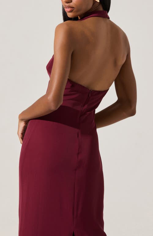 Astr The Label Alanna Metal Buckle Detail Halter Neck Dress In Burgundy