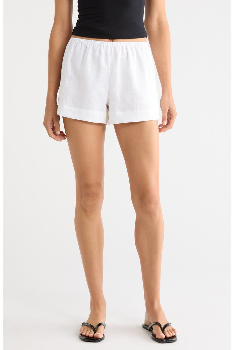 Nora Linen Shorts, Main, color, WHITE