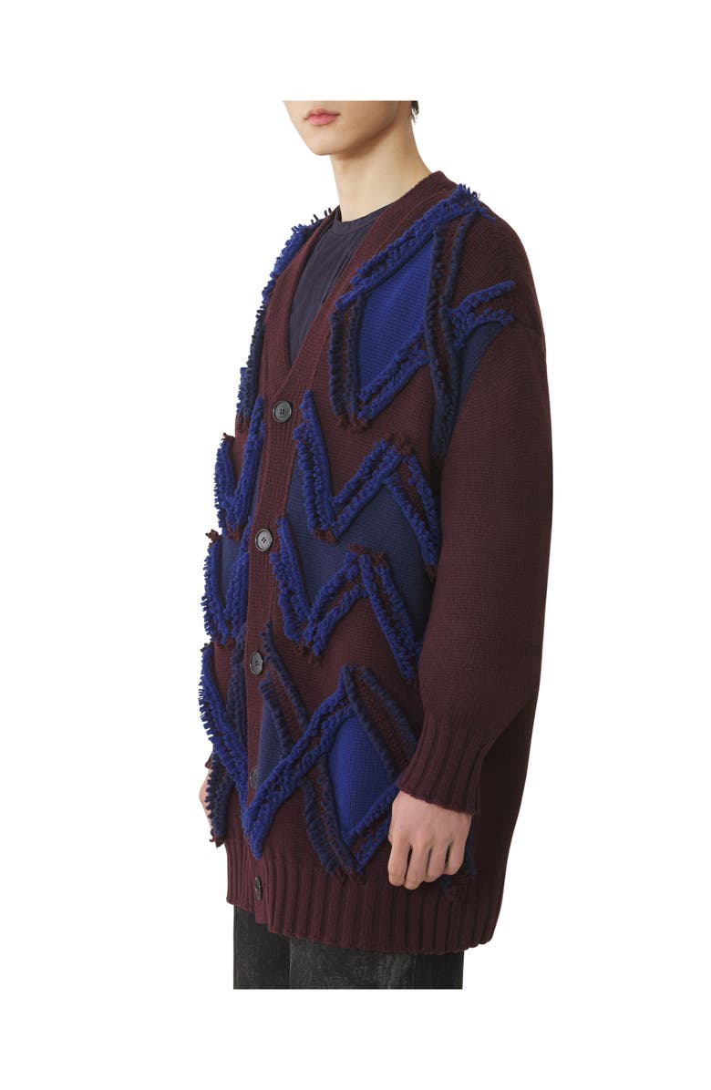 Lanvin Oversized Cardigan In Jacquard, Alternate, color, Bacchus