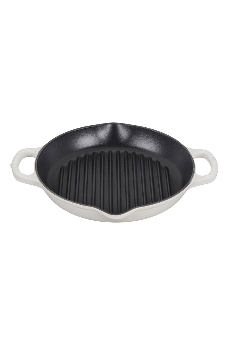 Signature 9.75-Inch Deep Round Enamel Cast Iron Grill Pan, Main, color, WHITE