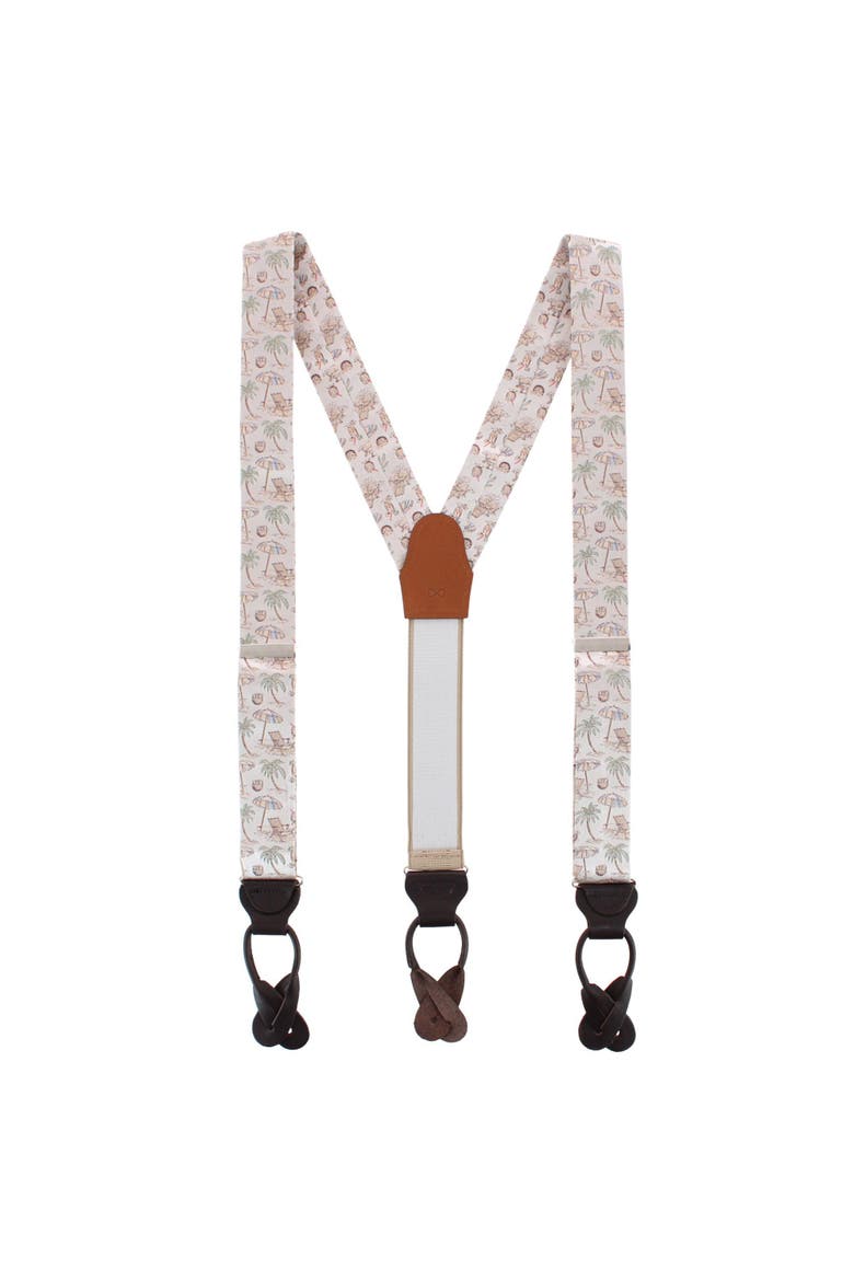 Beach Get A Way Silk Novelty Button End Suspenders, Alternate, color, Silver