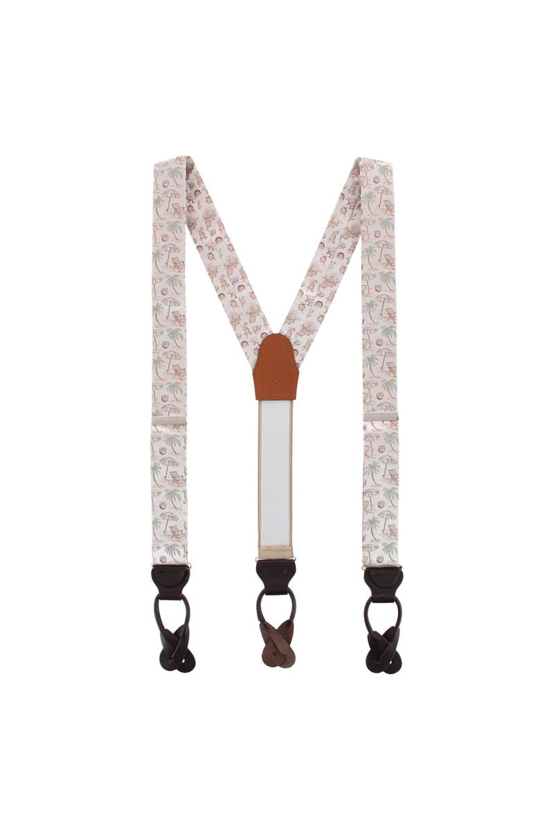 Trafalgar Beach Get A Way Silk Novelty Button End Suspenders, Alternate, color, Silver