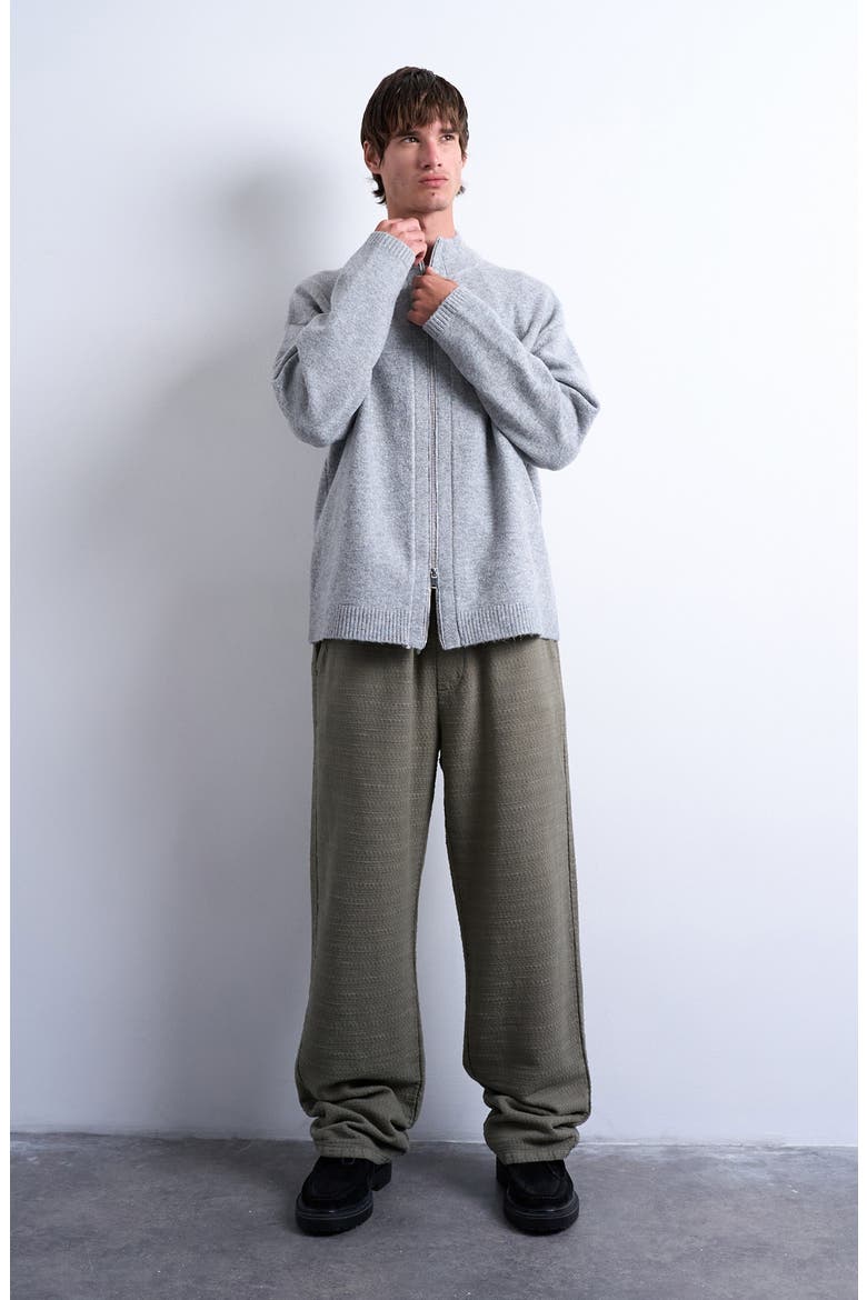 Mock Neck Zip Cardigan, Alternate, color, LIGHT GREY
