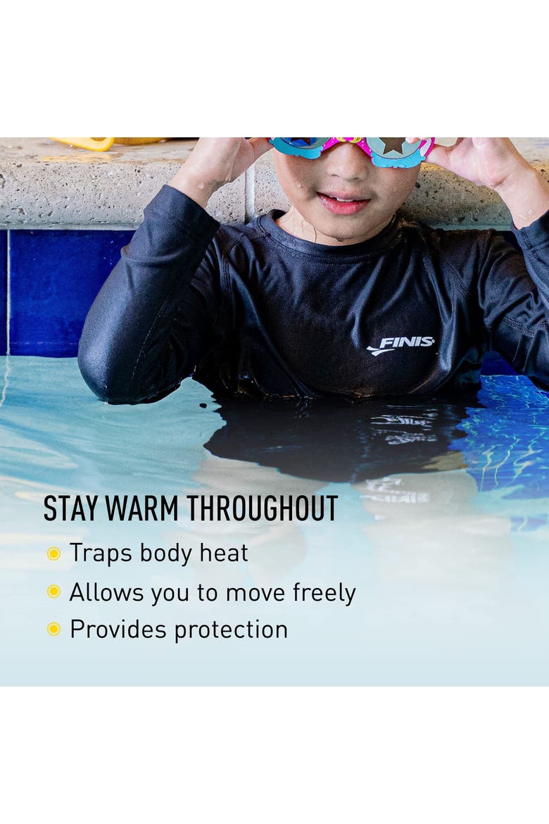 Thermal Swim Shirt Heat Retaining BiPoly Fabric UPF 50 and Up UV Protection Chlorine Resistant Toddler, Alternate, color, Black