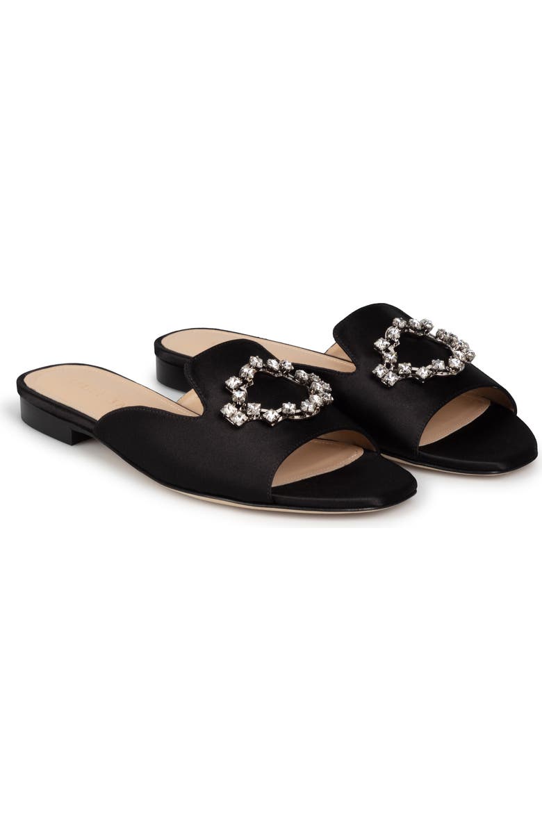 AIMEE ANN LOU Cleo Crystal Slide in Satin, Alternate, color, Black