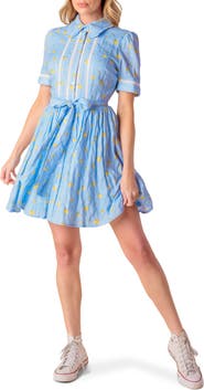 FLYING TOMATO Floral Short Sleeve Fit & Flare Cotton Shirtdress