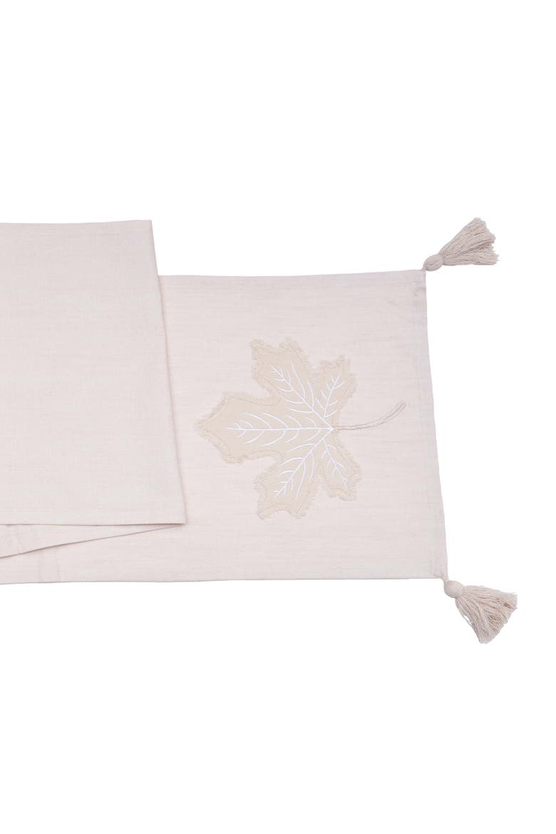 Neutral Maple Leaves Table Runner, 14" x 72", Alternate, color, White