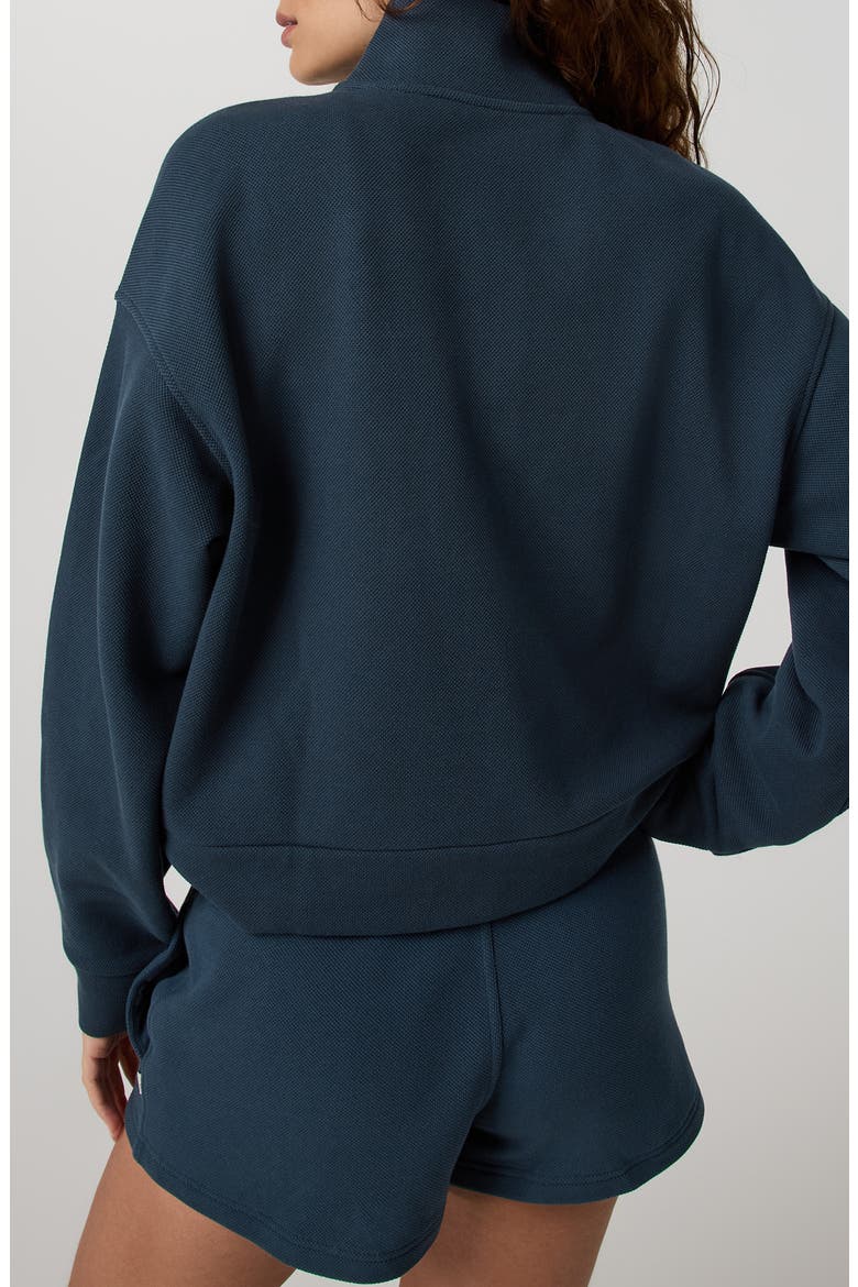 Piqué Half Zip Fleece Pullover, Alternate, color, OCEAN BLUE