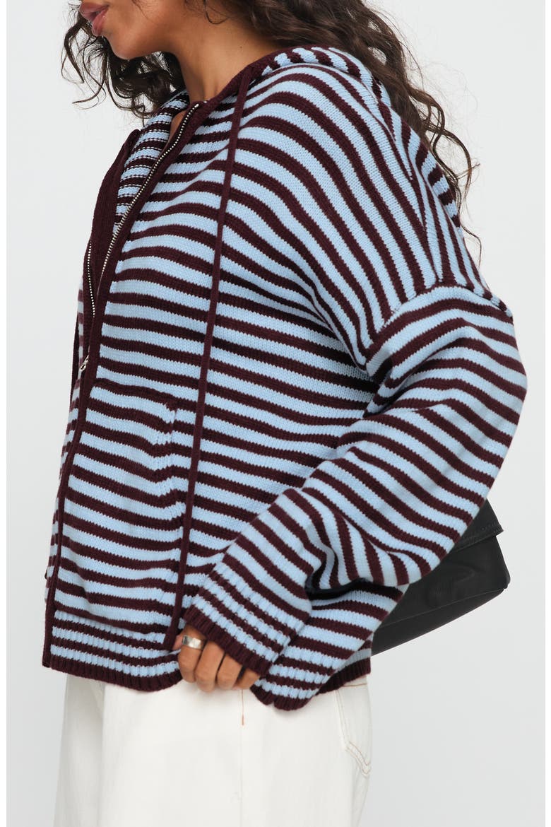 Brienna Oversize Stripe Zip Hoodie, Alternate, color, RED STRIPE