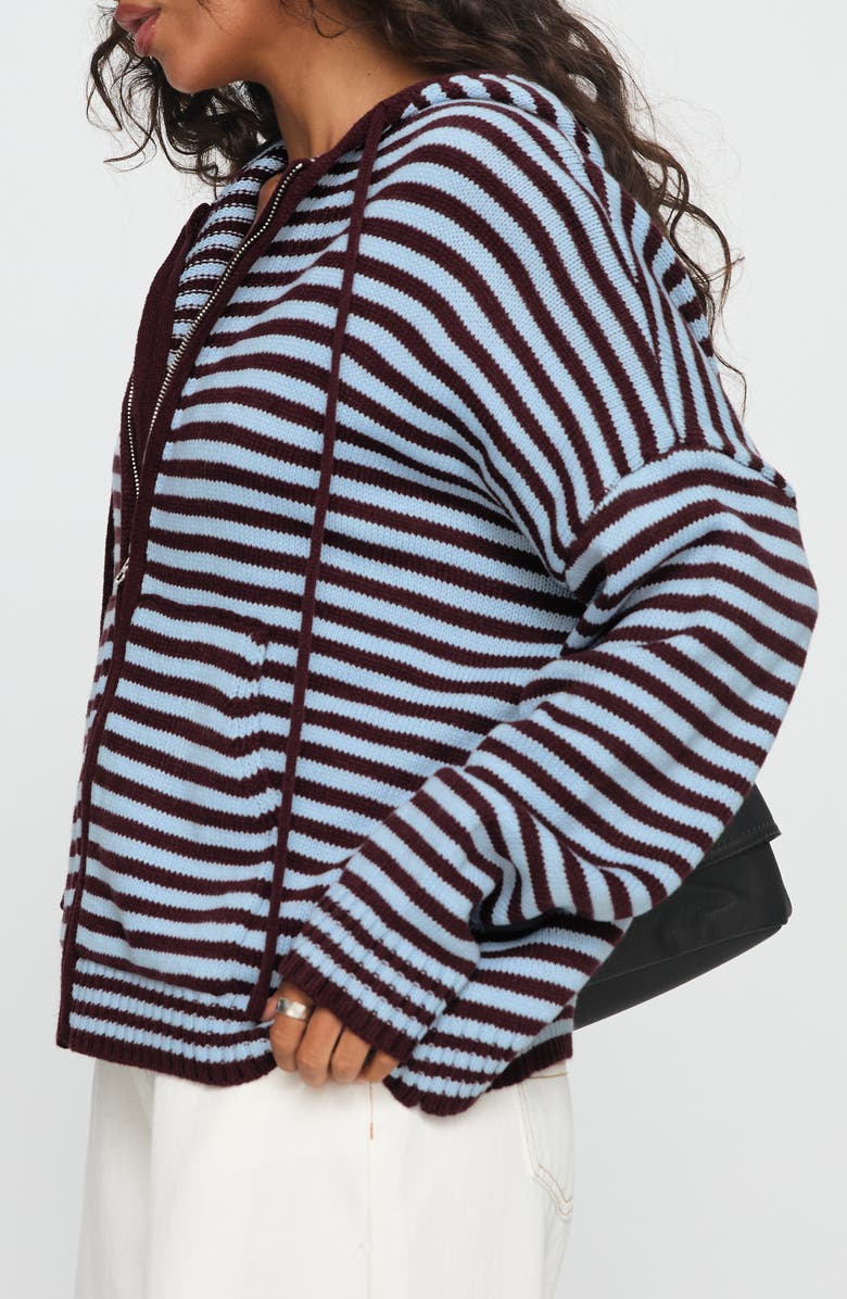 Princess Polly Brienna Oversize Stripe Zip Hoodie, Alternate, color, Red Stripe