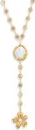 VIDAKUSH Hibiscus Freshwater Pearl Y-Necklace