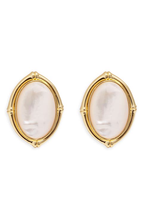 Mother-of-Pearl Shield Earrings