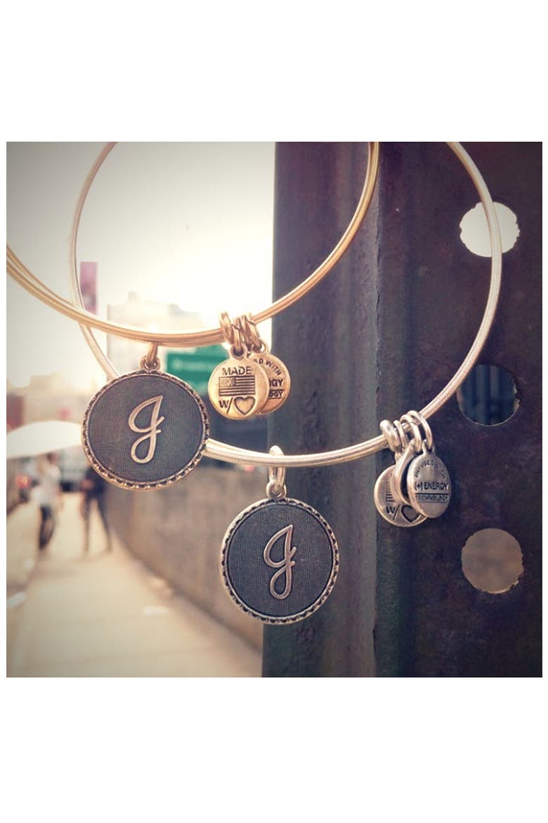 Script Initial Expandable Wire Bangle, Alternate, color, A