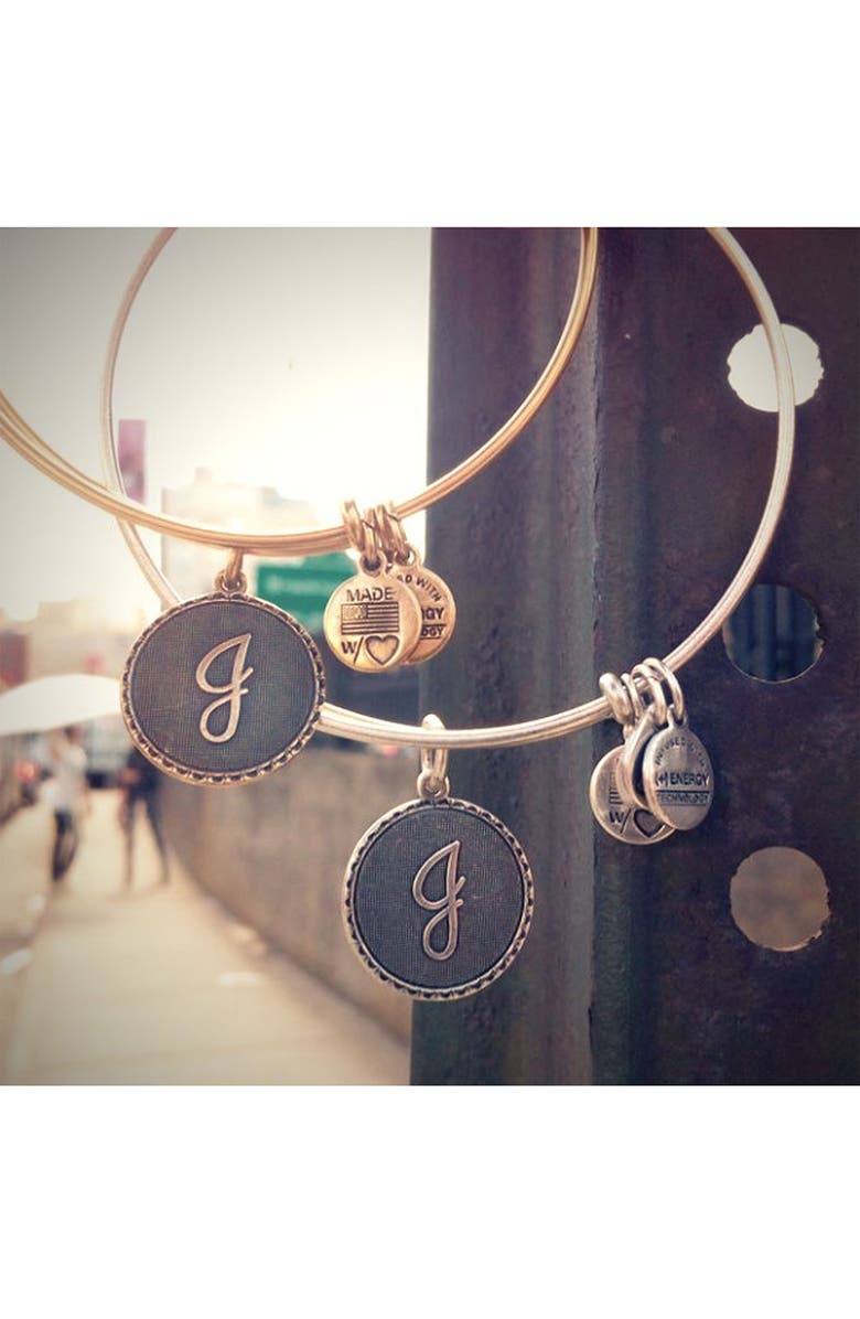 Alex and Ani Script Initial Expandable Wire Bangle, Alternate, color, 