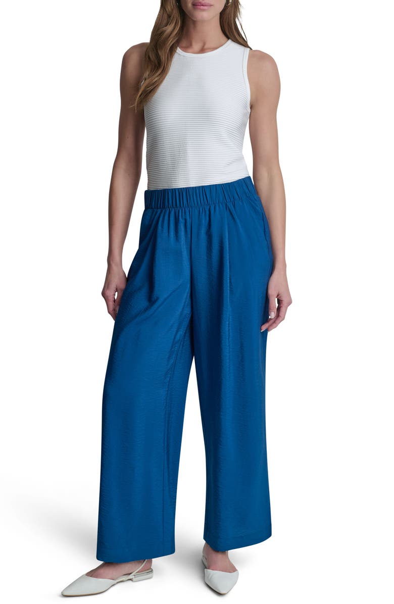 DKNY Rumpled Voile Pull-On Pants, Alternate, color, Admiral