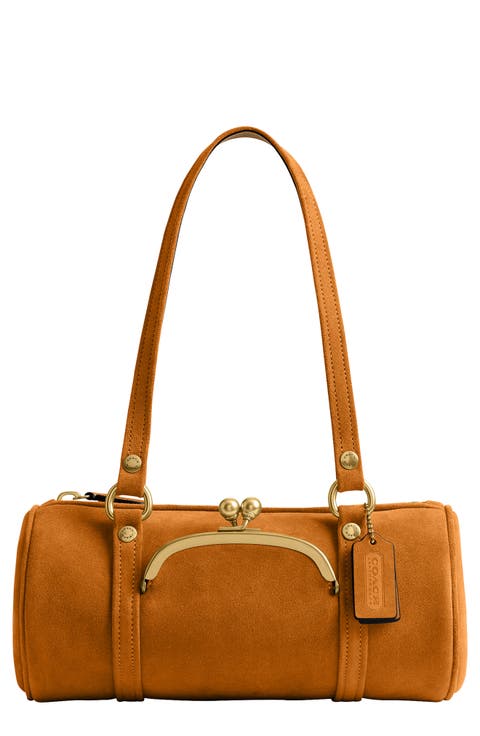 Kisslock 28 Suede Barrel Bag
