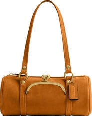 COACH Kisslock 28 Suede Barrel Bag