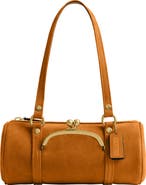 COACH Kisslock 28 Suede Barrel Bag