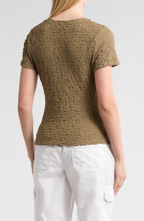 Shop Donna Karan Puckered Short Sleeve T-shirt In Utility Green