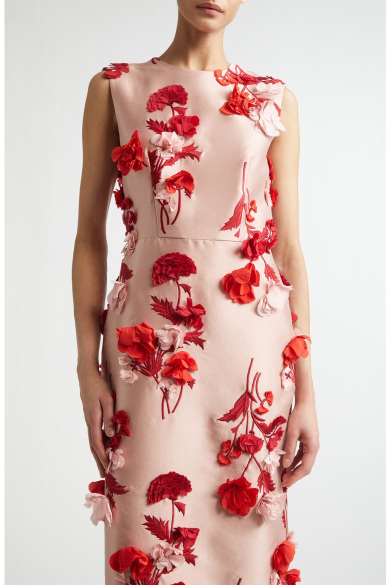 3D Floral Appliqué Mikado Gown, Alternate, color, BLUSH