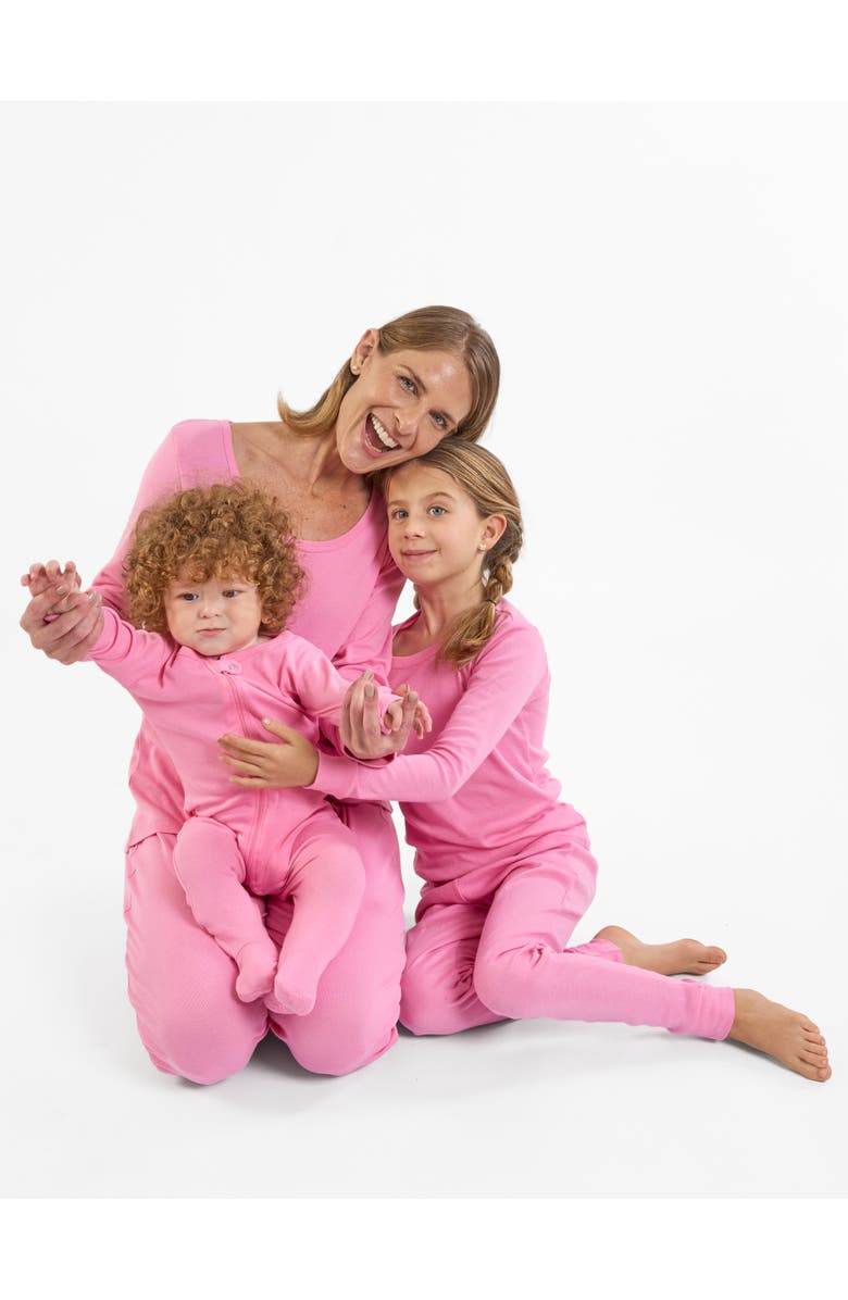 Leveret Kids Two-Piece Solid Cotton Matching Family Pajamas, Alternate, color, Light Pink