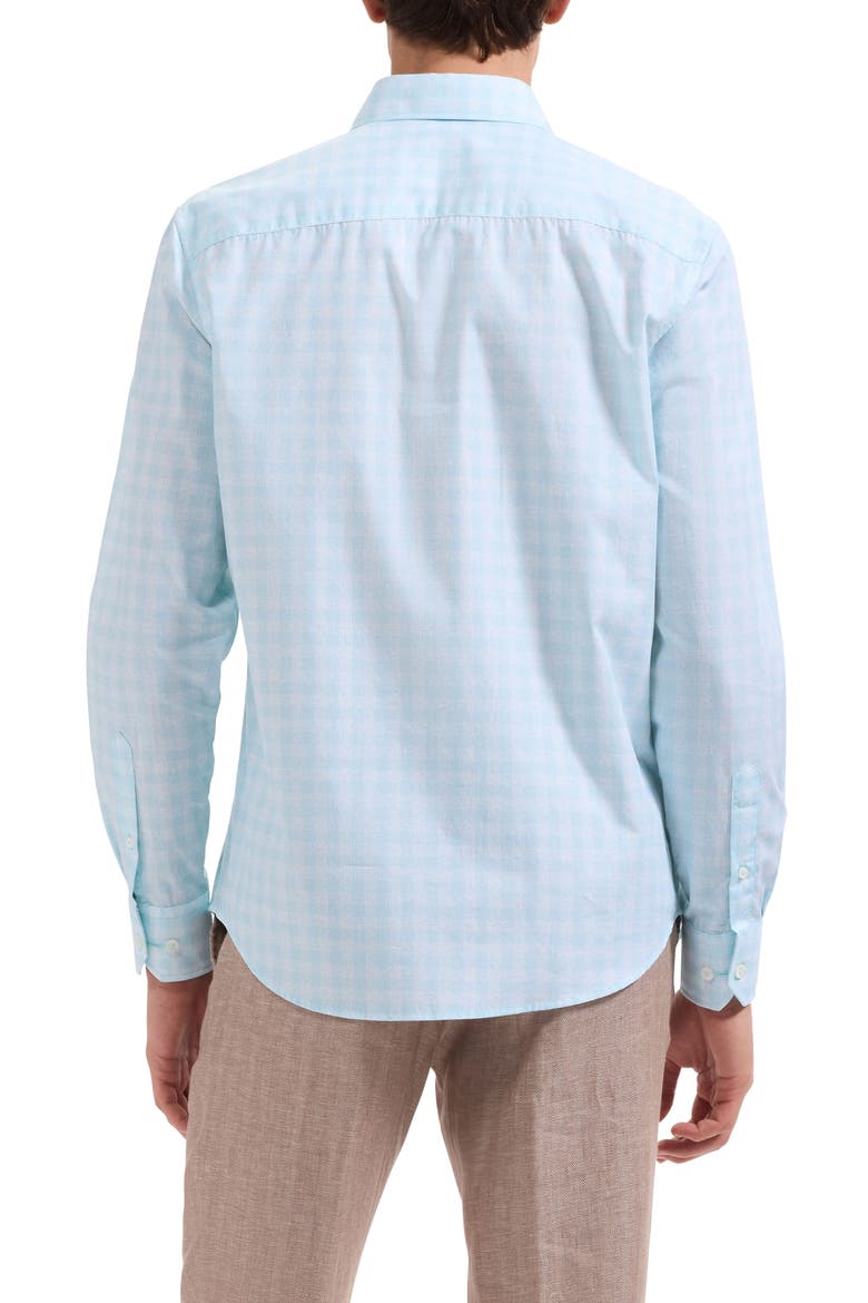 Julian Shaped Fit Check Cotton Button-Up Shirt, Alternate, color, SEA SPRAY