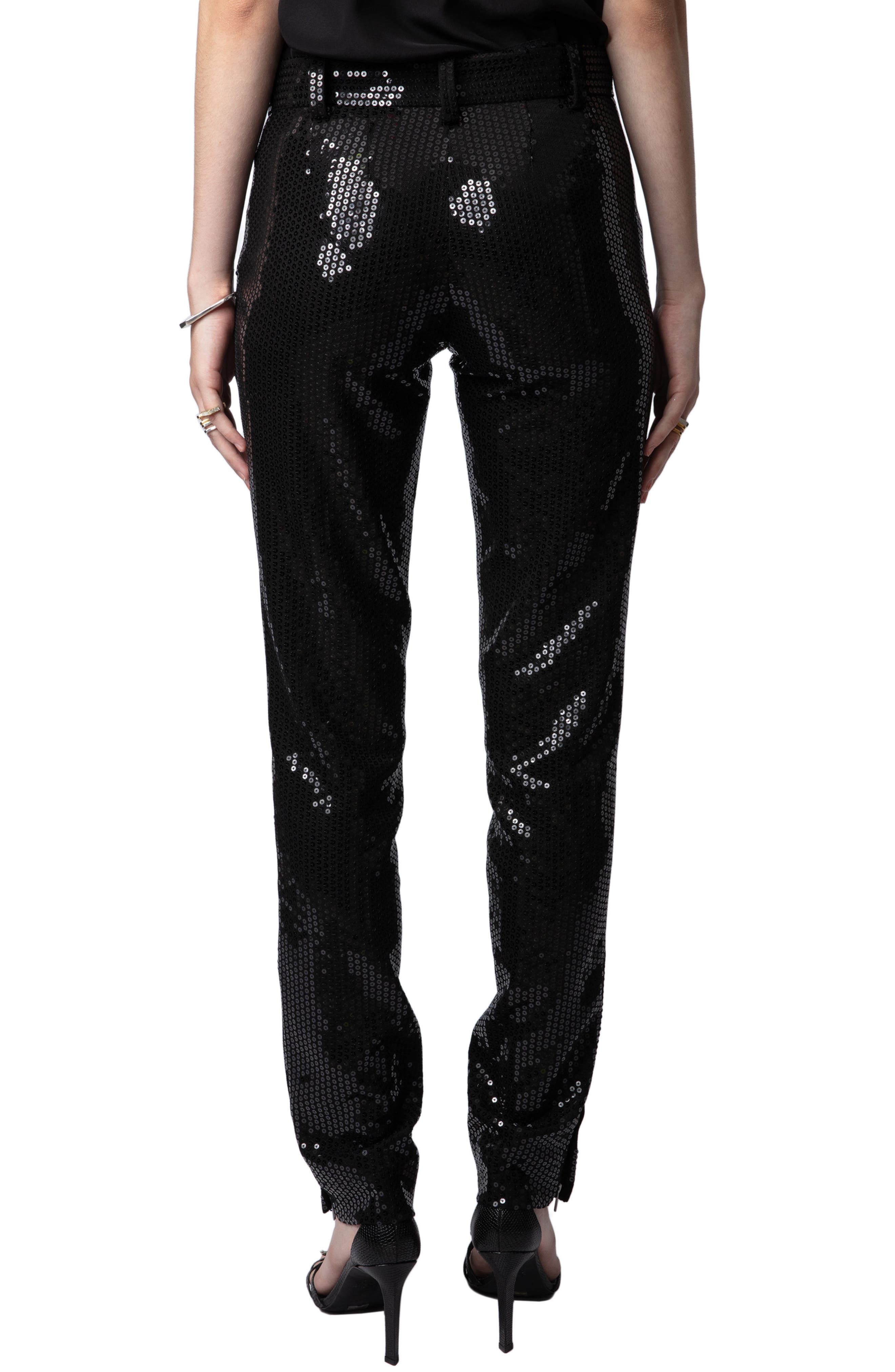 Prune Ankle Zip Sequin Straight Leg Pants - image 2