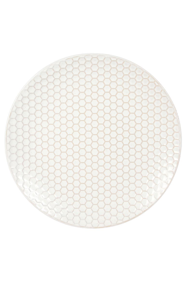Oyster Tide 12-Piece Embossed Reactive Glaze Stoneware Dinnerware Set, Alternate, color, White