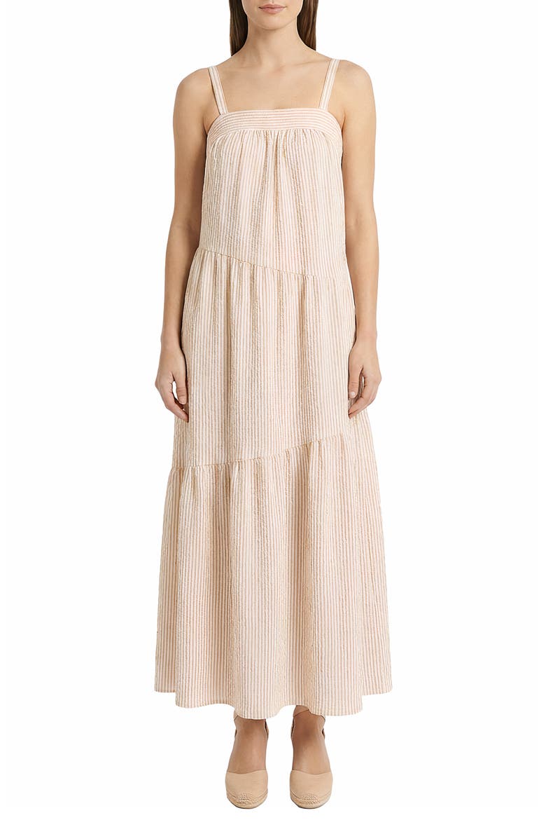 Stripe Tiered Maxi Dress, Main, color, IVORY/ RED